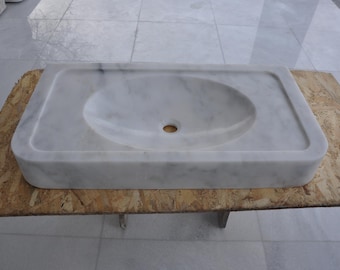 Lavabo rectangular de mármol hecho a mano, lavabo de tocador de piedra natural