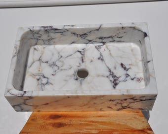 Lavabo de mármol de lujo – Lavabo de piedra hecho a mano – Mueble de baño moderno – Lavabo de mármol natural único