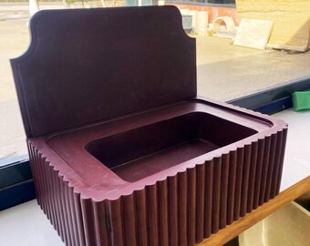 Handcrafted Burgundy Marble Vessel Sink – Luxury Fluted Bathroom Vanity Basin – Statement Stone Sink
