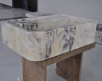 手彫り大理石製洗面器、天然石製浴室用洗面器、化粧台装飾