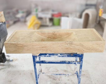 Travertine Sink – Handmade Natural Stone Vessel Sink – Luxury Bathroom Basin”
