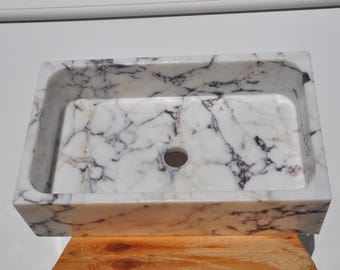 Handmade Marble Sink 50cm – Natural Stone Bathroom Basin, Modern Minimalist Vanity Sink