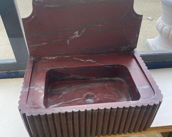 Handmade Ege Bordo Marble Sink – Luxury Bathroom Vessel Basin