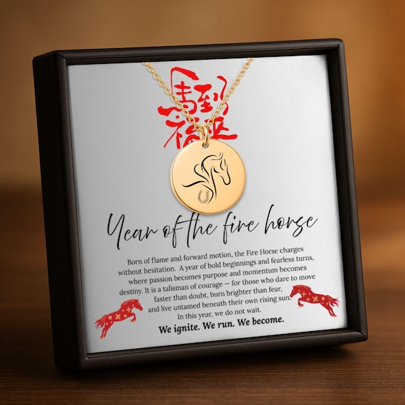 Year of the Fire Horse Necklace – A Talisman of Courage & Fortune, Good Luck Necklace, Chinese Zodiac Gift