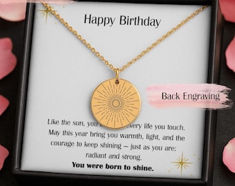 Born to Shine Inspirational Birthday Necklace, Personalized Happy Birthday Necklace, Friend Birthday Gifter