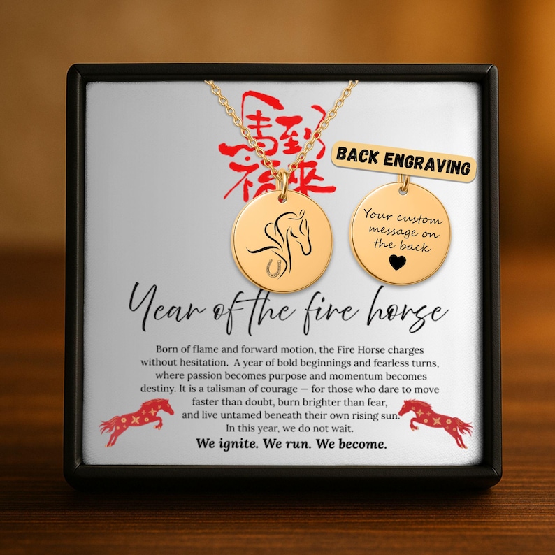 Year of the Fire Horse Necklace – A Talisman of Courage & Fortune, Good Luck Necklace, Chinese Zodiac Gift image 2
