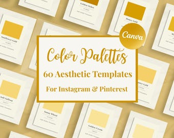Gelbe Farbpalette für Canva | 60 ästhetische Farbpaletten | Vorlagen für Instagram & Pinterest | Warmes Marken-Kit | Kostenlos für Canva