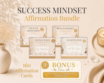 Affirmationskarten-Set für eine positive Denkweise | Fokus, Motivation, Businessfrau, Wohlstandsdenken & Manifestation, druckbare PDF-Datei, digitaler Download