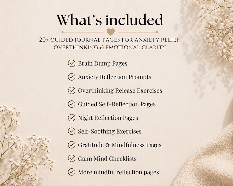 Diário para Pensamentos Excessivos em PDF, Alívio da Ansiedade, Diário de Saúde Mental para Imprimir, Caderno de Exercícios de Autorreflexão e Mindfulness, Compatível com GoodNotes imagem 2