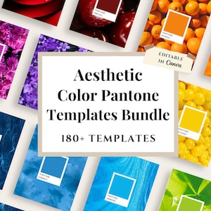 Aesthetic Pantone Color Templates Bundle | 180 Canva Templates for Instagram & Pinterest | Social Media Branding Kit | Content Creator Templ