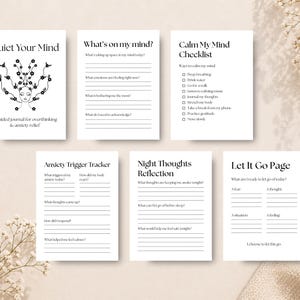 Diário para Pensamentos Excessivos em PDF, Alívio da Ansiedade, Diário de Saúde Mental para Imprimir, Caderno de Exercícios de Autorreflexão e Mindfulness, Compatível com GoodNotes imagem 3