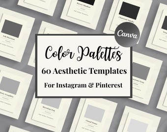Canva-Vorlagen mit schwarzer Farbpalette | 60 ästhetische Farbpaletten | Vorlagen für Instagram & Pinterest | Monochromes Marken-Kit | Kostenlos für Canva