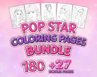 Über 200 Popstar-Malvorlagen im Paket | Malbuch als PDF zum Ausdrucken | Promi-Malvorlagen | Malen für Erwachsene und Kinder | Sofort-Download