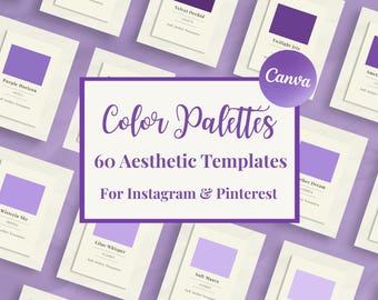 Lila Farbpalette für Canva | 60 ästhetische Farbpaletten | Vorlagen für Instagram & Pinterest | Lila Marken-Kit | Kostenlos für Canva