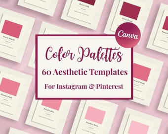 Canva-Vorlagen mit rosa Farbpalette | 60 ästhetische Farbpaletten | Vorlagen für Instagram & Pinterest | Sanftes, feminines Marken-Kit | Kostenlos für Canva