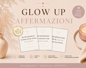 40 Affirmationskarten für mehr Wohlbefinden auf Italienisch | Digitale Affirmationskarten | Druckbare PDF-Motivationskarten | Bearbeitbare Canva-Vorlage