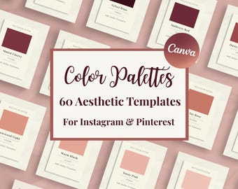 Canva-Vorlagen mit roter Farbpalette | 60 ästhetische Karten in Rot für Instagram & Pinterest | Bearbeitbares Canva-Branding-Kit | HEX-Farbpalette