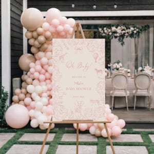 Willkommensschild für Babyparty / Babyshower in Rosa | Welcome Sign for Babyshower in pink | DRUCK & LIEFERUNG | personalisiert