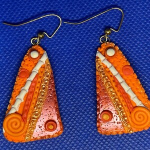 Unique handmade Polymer Clay Earrings in ORANGE