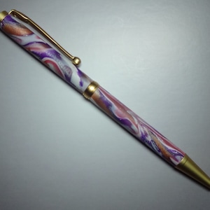 Polymer Clay Pen in Purple, Gold and White
