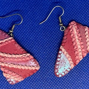 Unique handmade Polymer Clay Earrings in PINK and Mauve