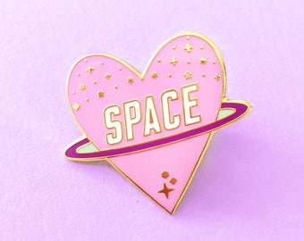 I Love Space | Enamel Pin (Space Pin, Space Enamel Pin, Saturn Pin, Space Badge, Celestial, Space Gift, Saturn, Star Pin, Gifts Under 20)