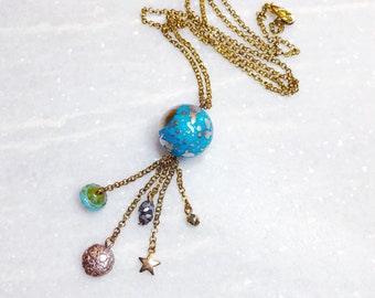 Space | Necklace | Blue (Space Necklace, Space Gift, Planets, Star Necklace, Celestial, Space Jewelry, Celestial Jewelry, Astronomy)