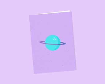Saturn (Purple) | Note Cards | Set of 6, With Envelopes (Space Gifts, Space Greeting Cards, Space Stationery, Saturn, Saturn Gift, Planets)