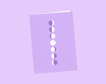 Moon Phases (Purple) | Note Cards | Set of 6, With Envelopes (Space Gifts, Space Greeting Cards, Space Stationery, Moon Gift, Moon Phases)