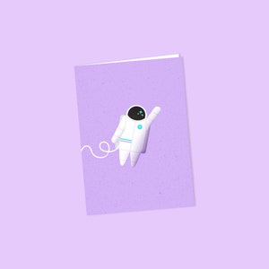 Astronauta (roxo) | Cartões de Nota | Conjunto de 6, com envelopes (presentes espaciais, cartões espaciais, artigos de papelaria espaciais, presente de astronauta)