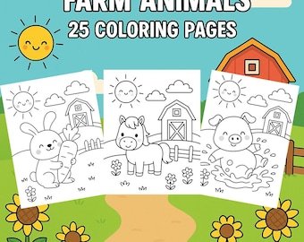 Farm Animals Coloring Book | Printable Farm Animal Coloring Pages | Relaxing Coloring Book for Adults and Kids | Instant Download PDF