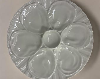 Vintage French Oyster Plate / Platter / Serving dish Porcelain. Stamped France.