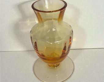 Vintage Amber Glass Brandy Snifter Vase Mid Century Modern Italian Empoli Style