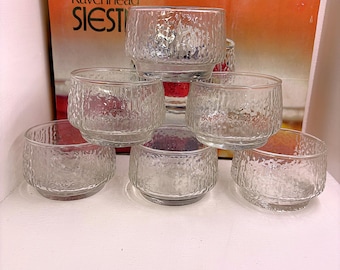 Set of 6 Ravenhead Siesta Sundae Dessert Glass 1970s Glasses / Glassware In Original Box.