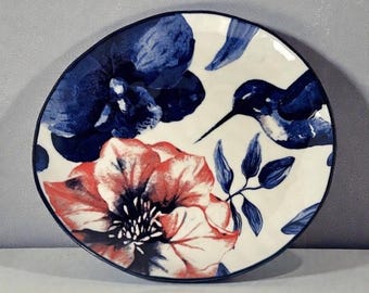 Hand Painted Royal Hummingbird Plate