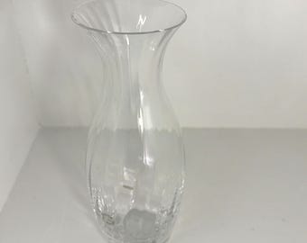 Dartington Crystal Willow vase – 9.5” Frank Thrower design, stamped clear glass England