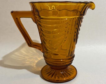 Classic Art Deco Sowerby Amber Glass Jug/Pitcher 1930s cocktail water serving jug