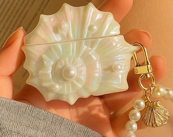 Seashell Conch AirPods Case: Pearl White Silicone Cover