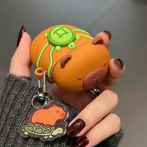 Capybara AirPods Case Cute Animal Silicone Cover - Birthday Gift, Fun Accessory, For AirPods 1 2 3 4 Pro Brown
