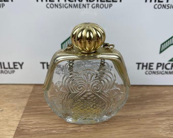 Vintage Avon Purse Petite Charisma Cologne 1.5 oz Glass Bottle Gold Chain Handle