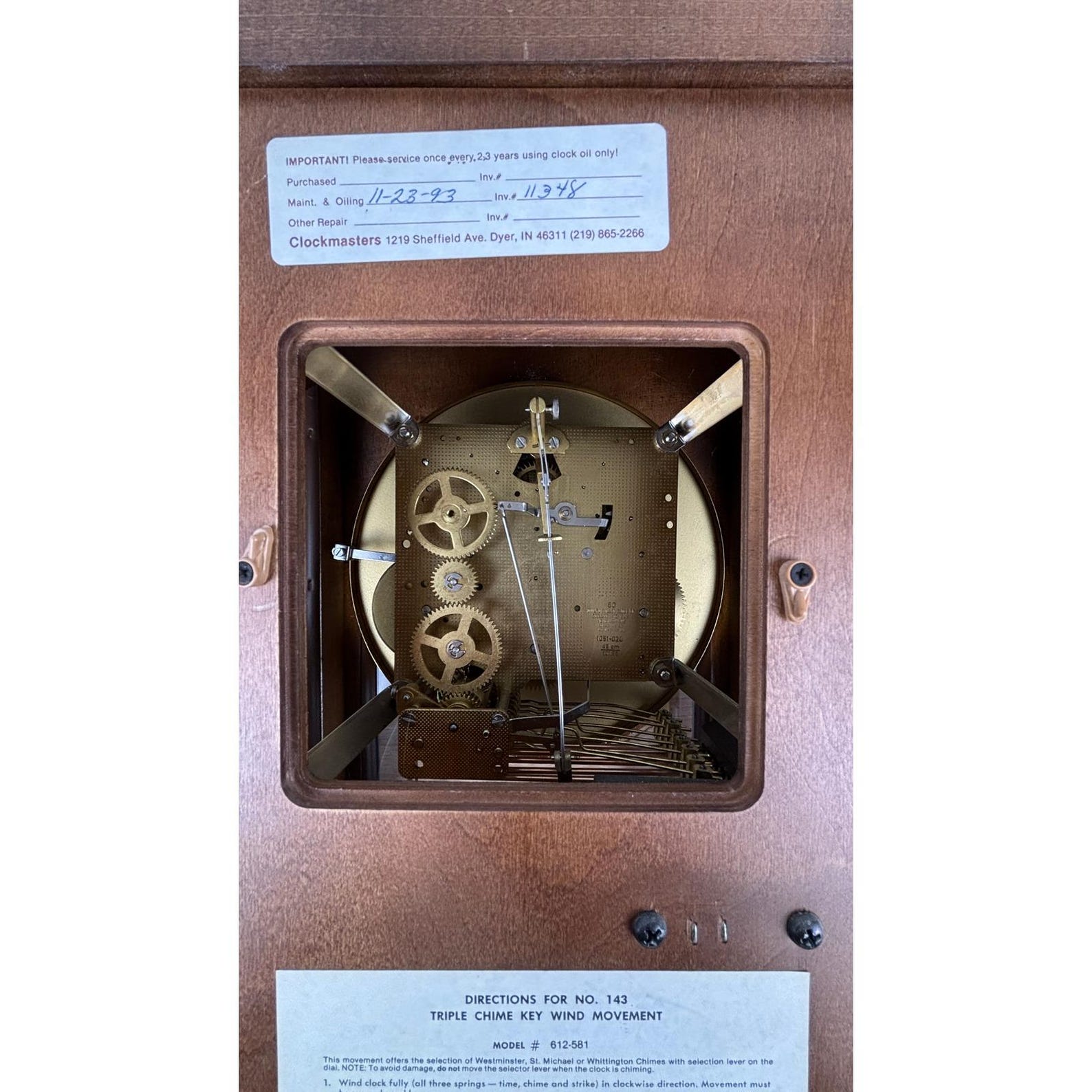 Howard Miller 612-581 Triple Chime Wall Clock German Movement 32 ...