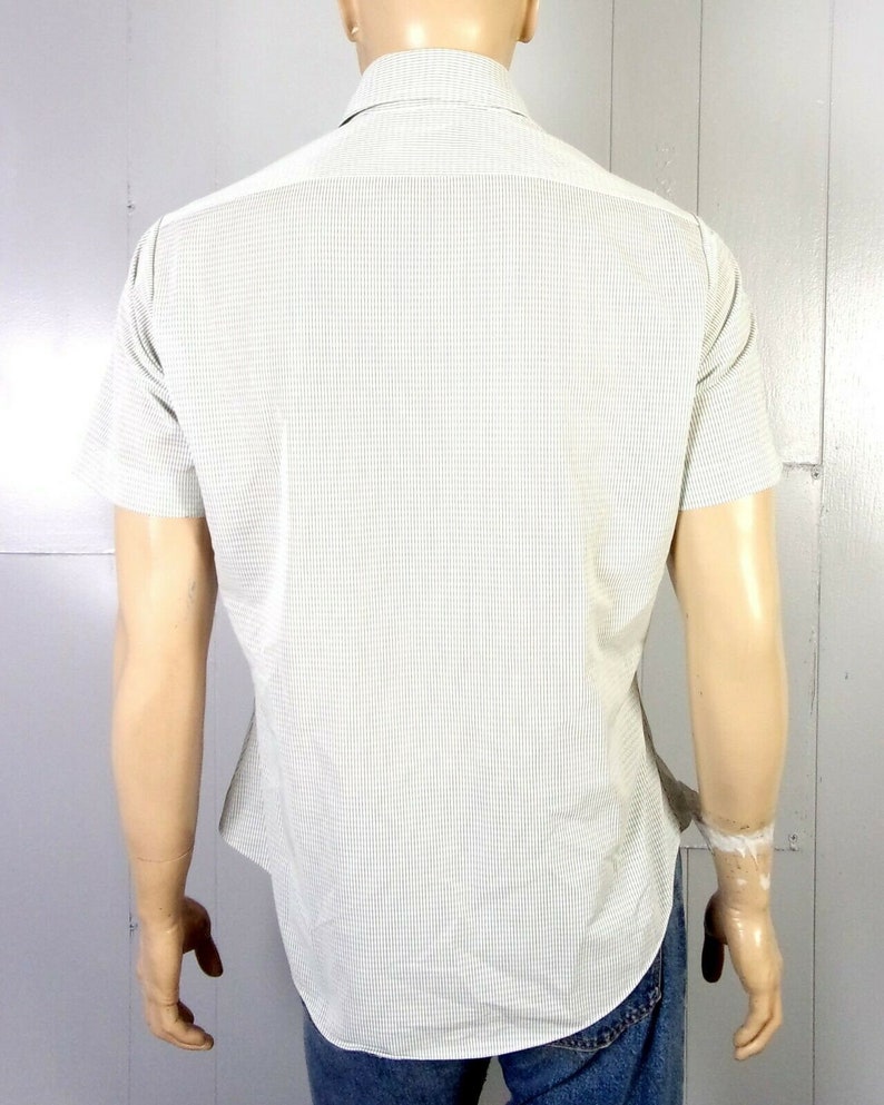 vtg 70s Sears Perma-Prest Slick Surface Nylon Blend SS Button Down Shirt sz L