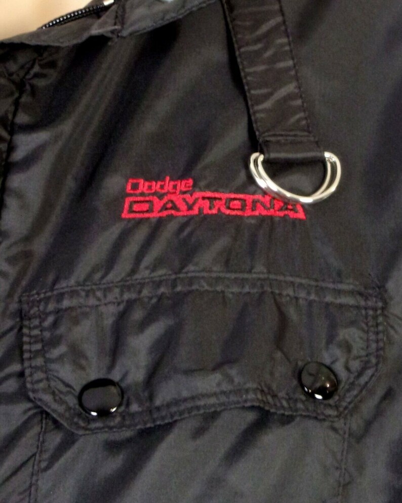 vtg 80s Horizon Men/'s Nylon Black Dodge Daytona Racing Jacket Cafe Racer sz L