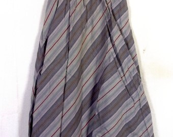 vtg 70s Summit Sportwear Gray/Beige Diagonal Stripe A-Line Skirt cotton 22 waist