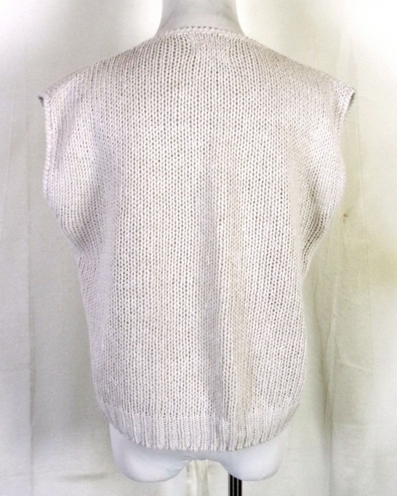vtg 80s Licorice Hand Knit Sleeveless Polar Bear Sweater Vest pixelated sz L
