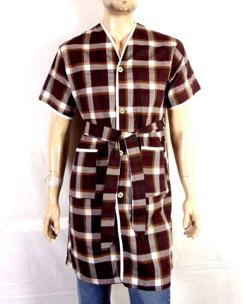 vtg 50s 60s NOS NWOT Penneys Towncraft Galey /& Lord Plaid Belted Robe Pajamas M