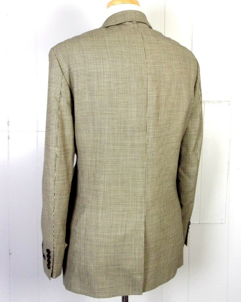 vtg 90s nos deadstock American Living Men/'s TanBlack Fine Microhoundstooth Wool Blazer 40 R