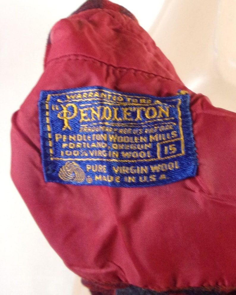 vtg 60s 70s Pendleton Red Black 100/% Wool Flannel Shirt Button Down sz M 15