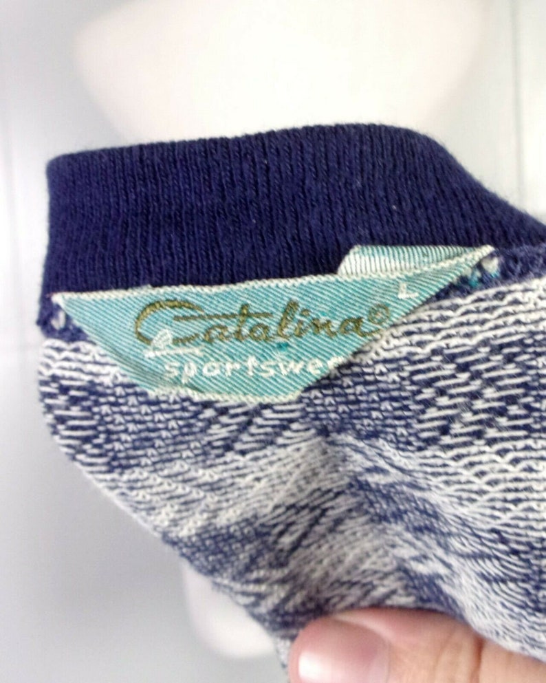 vtg 50s 60s Catalina ROCKABILLY Blue Gingham Check V-Neck Sweater Vest Top L