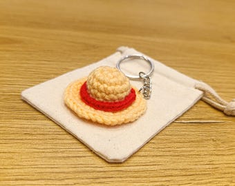 Handmade crochet Luffy's strawhat keychain
